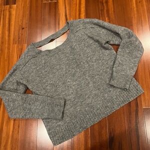 ALC Merino Wool Gray Sweater Long Sleeve Knit Top Halter Neck Strap Sz Medium